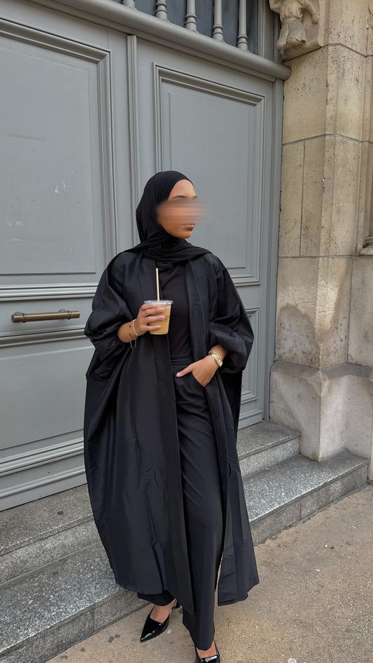 Kimono noir manche bouffante