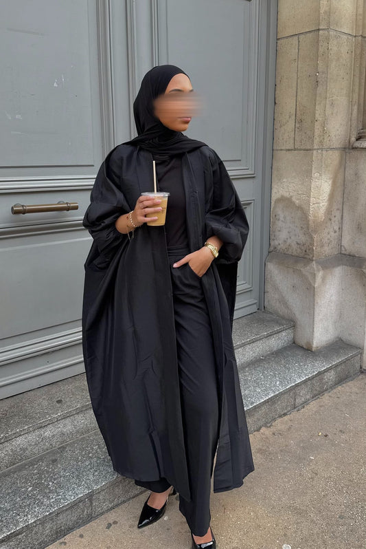 Kimono noir manche bouffante