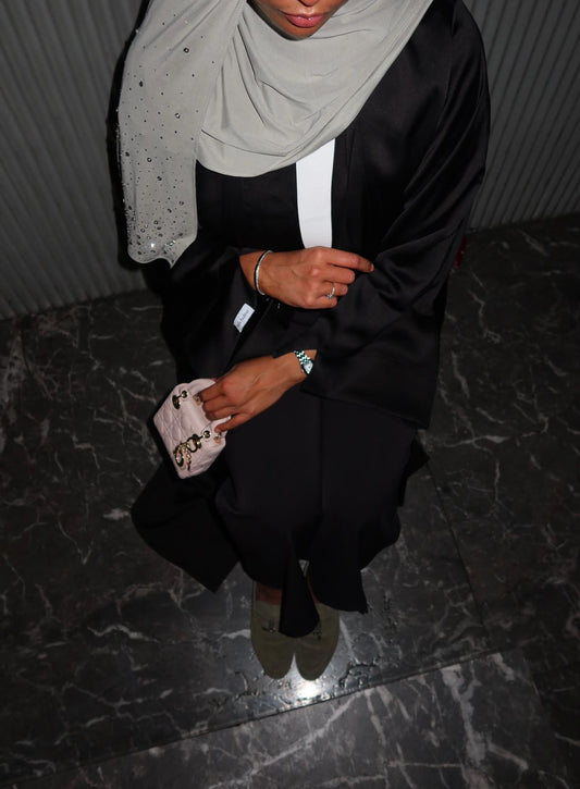 Abaya noir ouverte - 2 pièces