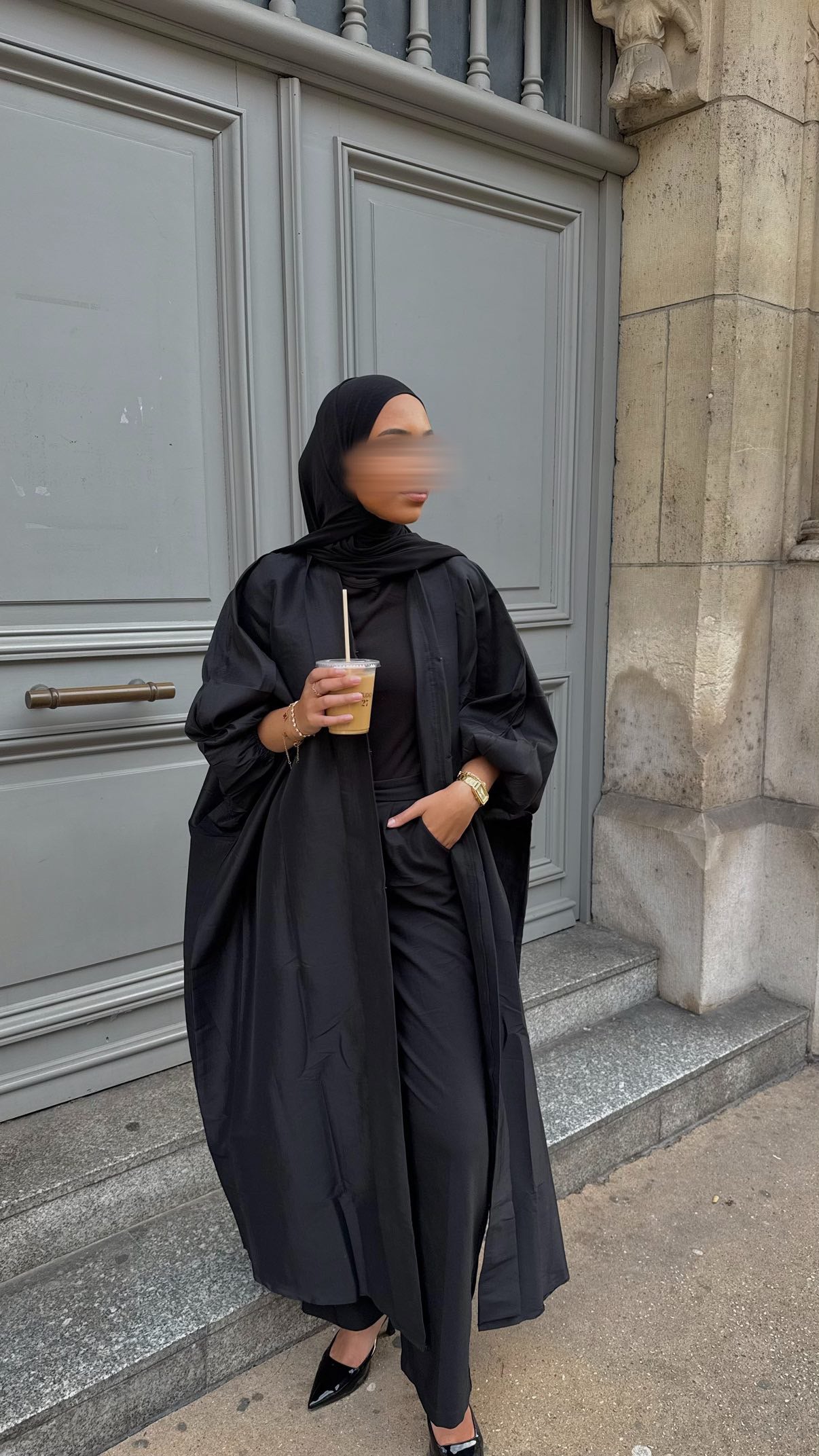 Kimono noir manche bouffante